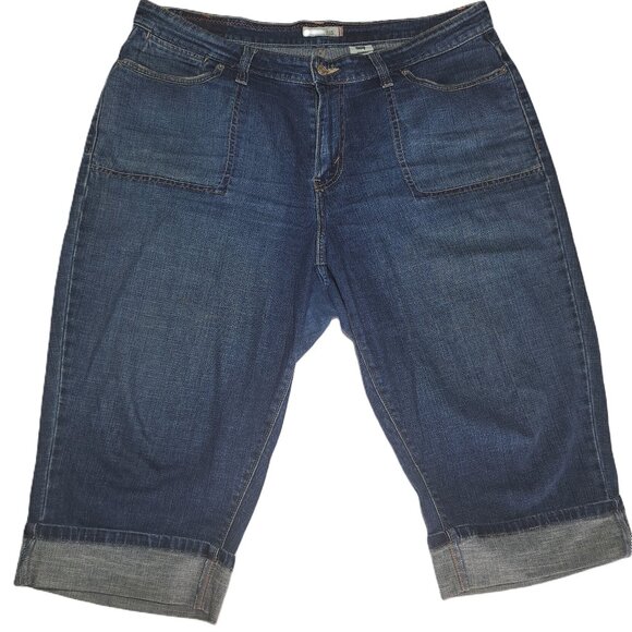 levis Denim - Vintage levis 515 Size 18 Capri Jeans Cuffed Retro blue denim flap back pockets